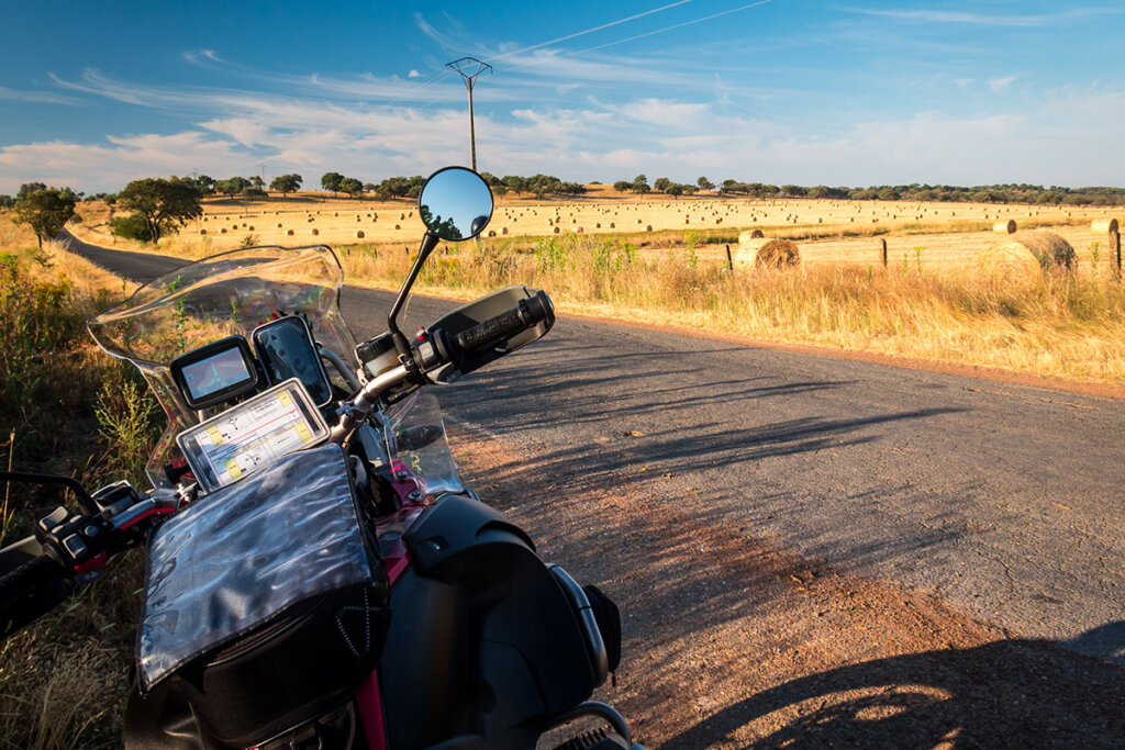 motorcycle gps on the road